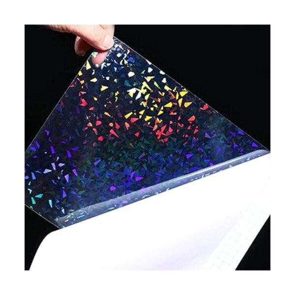 Papel adhesivo holográfico transparente de vidrio roto de_2