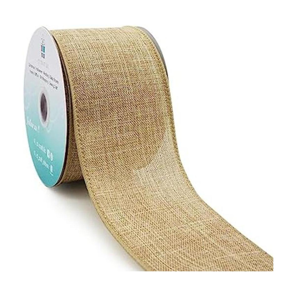 CT CRAFT LLC Cinta de yute sintético liso con alambre 2.5