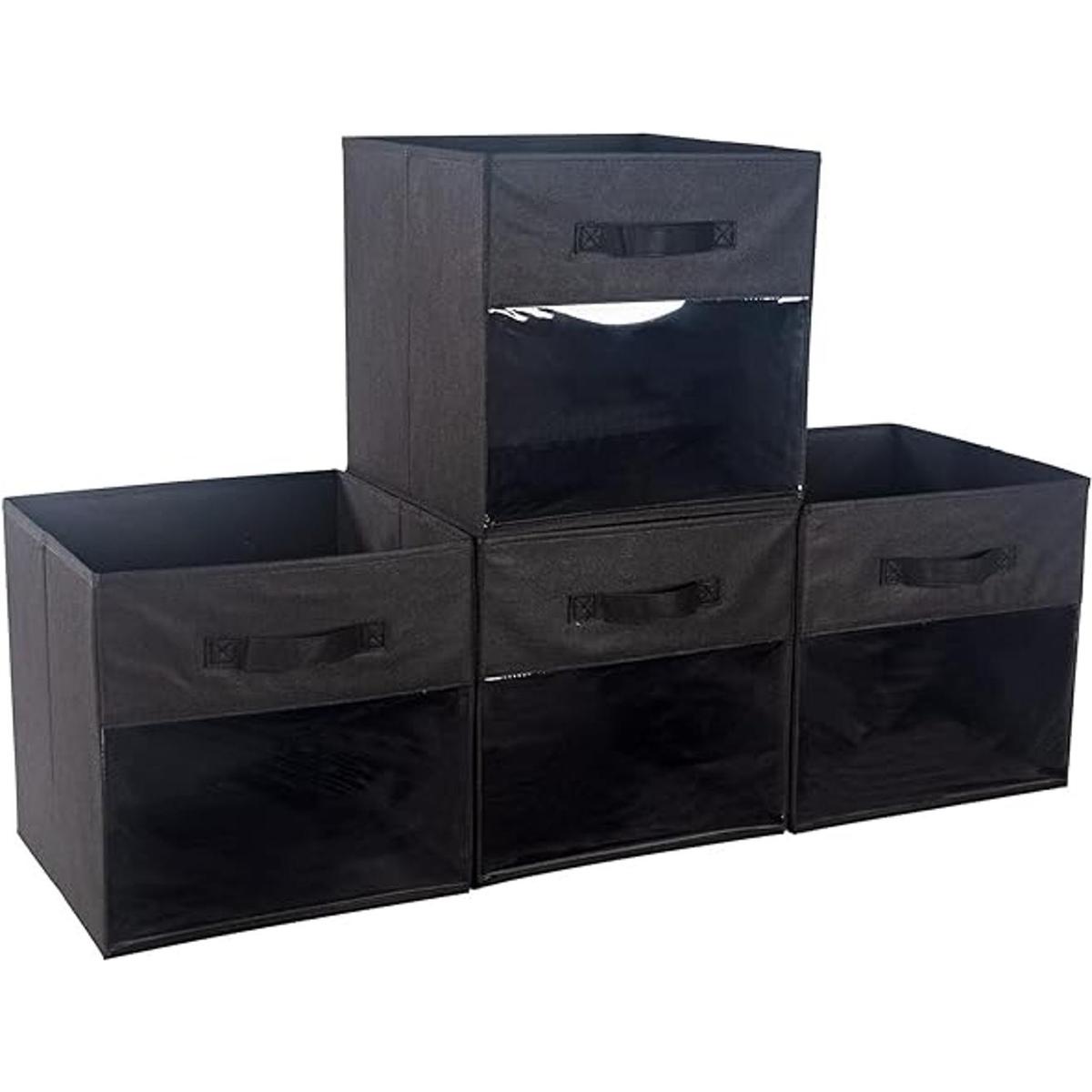 DOMEraax Cubo de almacenamiento de 4 cubos con ventana