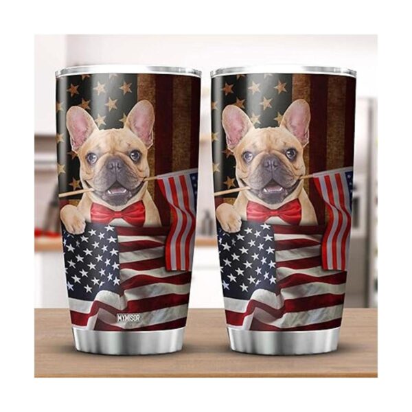 MYMISOR Vaso para perro Frenchie con la bandera