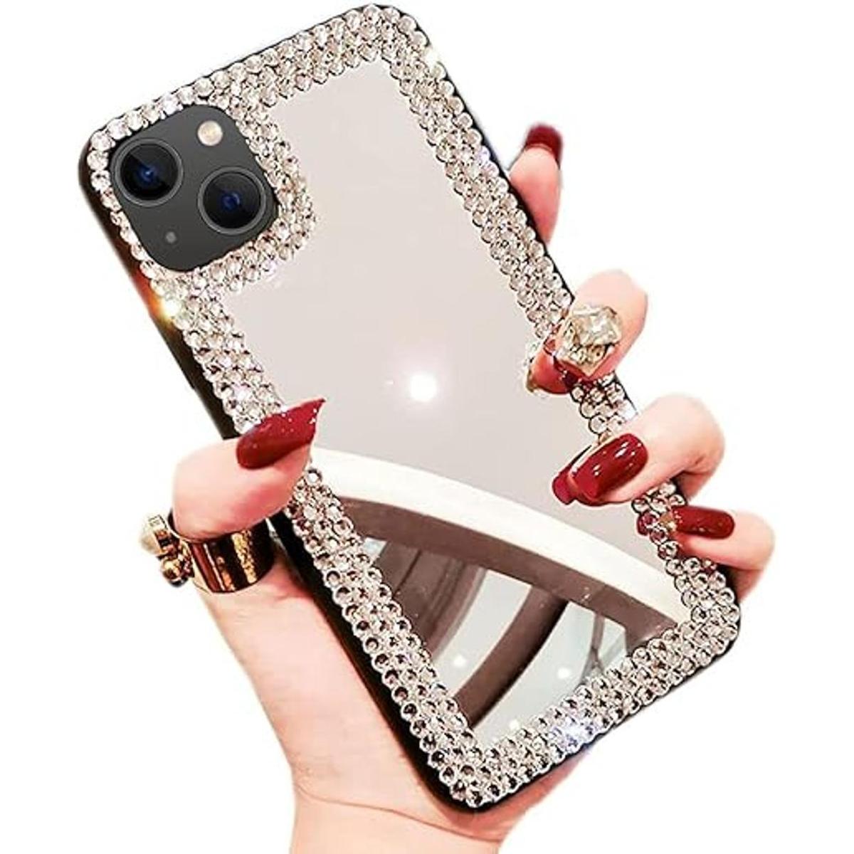 Poowear Funda para iPhone 13 Mini 3D con purpurina