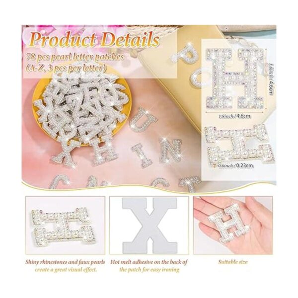 78 letras termoadhesivas con diamantes de imitación