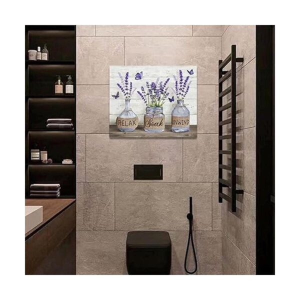 Decoración de baño de granja arte de pared de lavanda_6