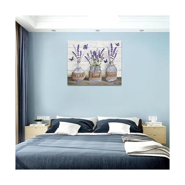 Decoración de baño de granja arte de pared de lavanda_5
