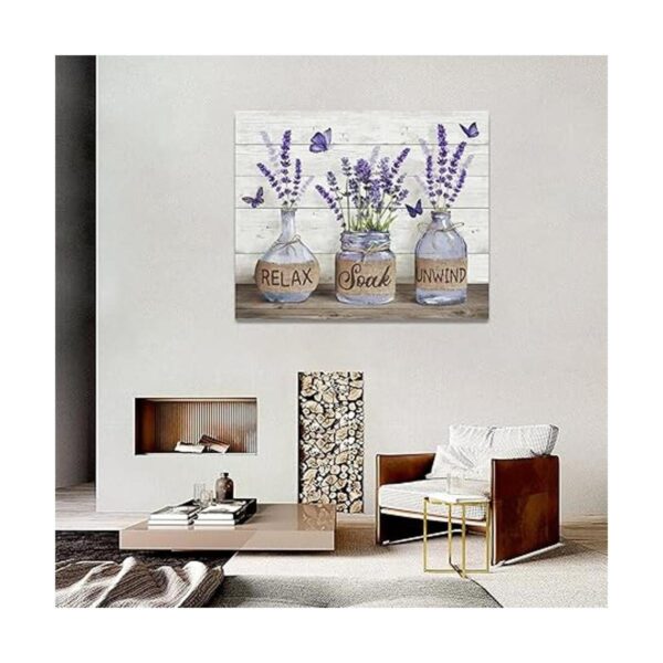 Decoración de baño de granja arte de pared de lavanda_2
