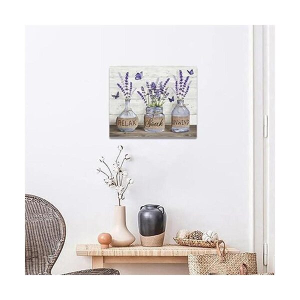 Decoración de baño de granja arte de pared de lavanda_3