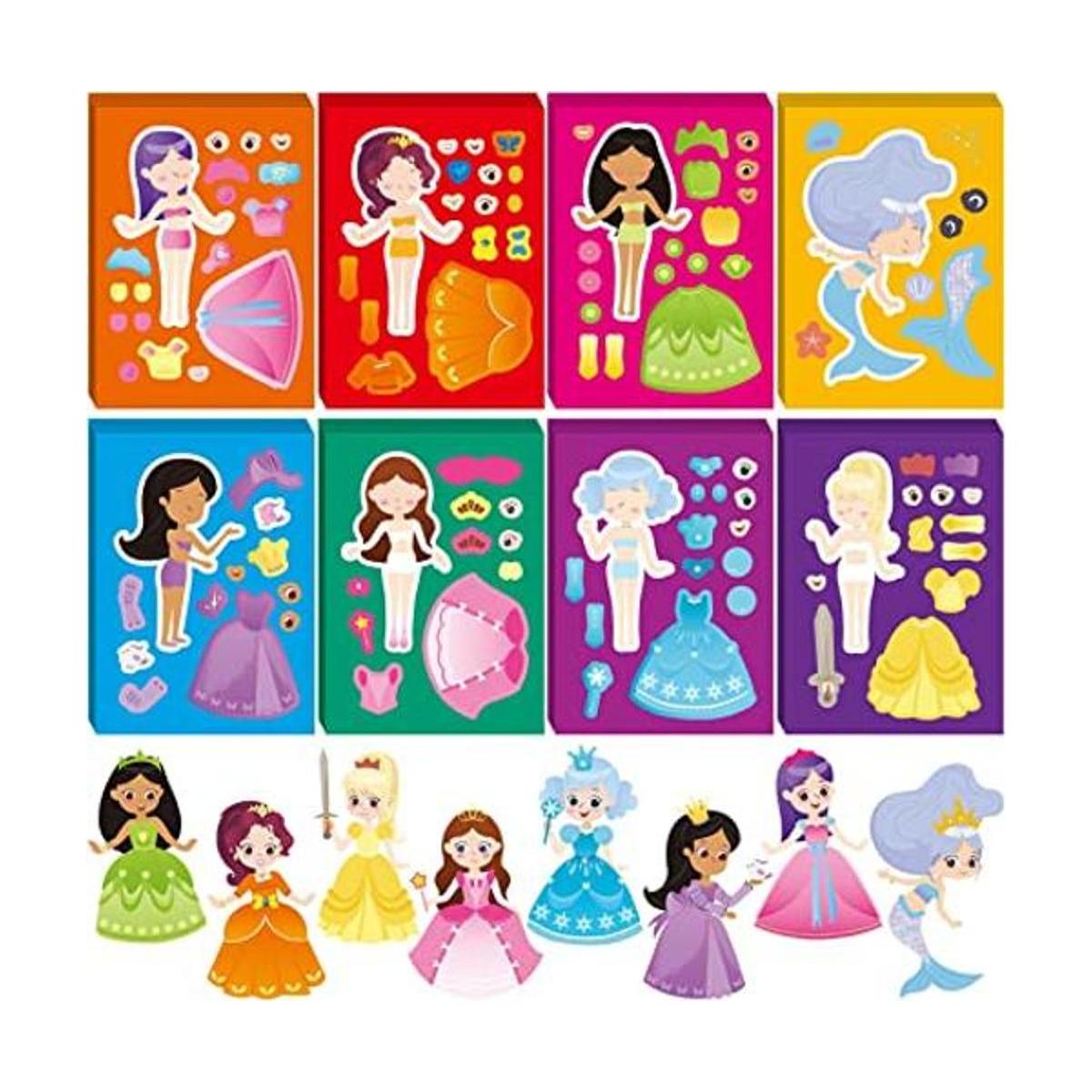 48 pegatinas de princesa de vestir para hacer una cara