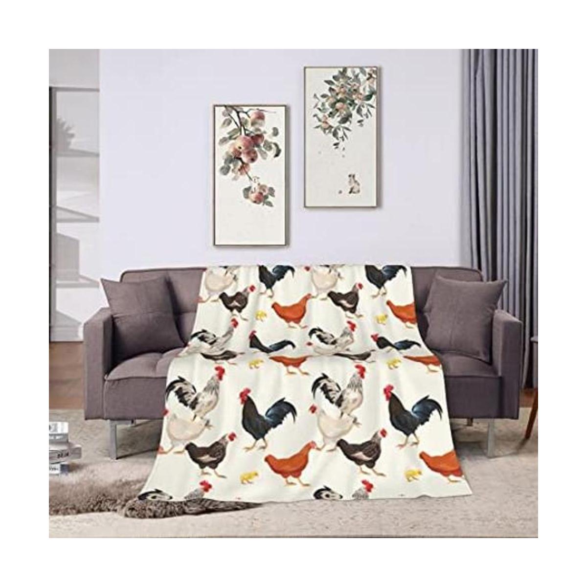 Manta con estampado de gallinas y gallos suave y