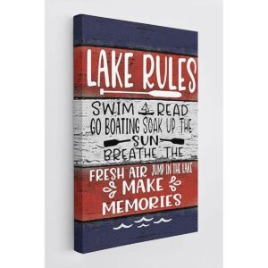 Lake Rules Lienzo decorativo para pared diseño de lago_1