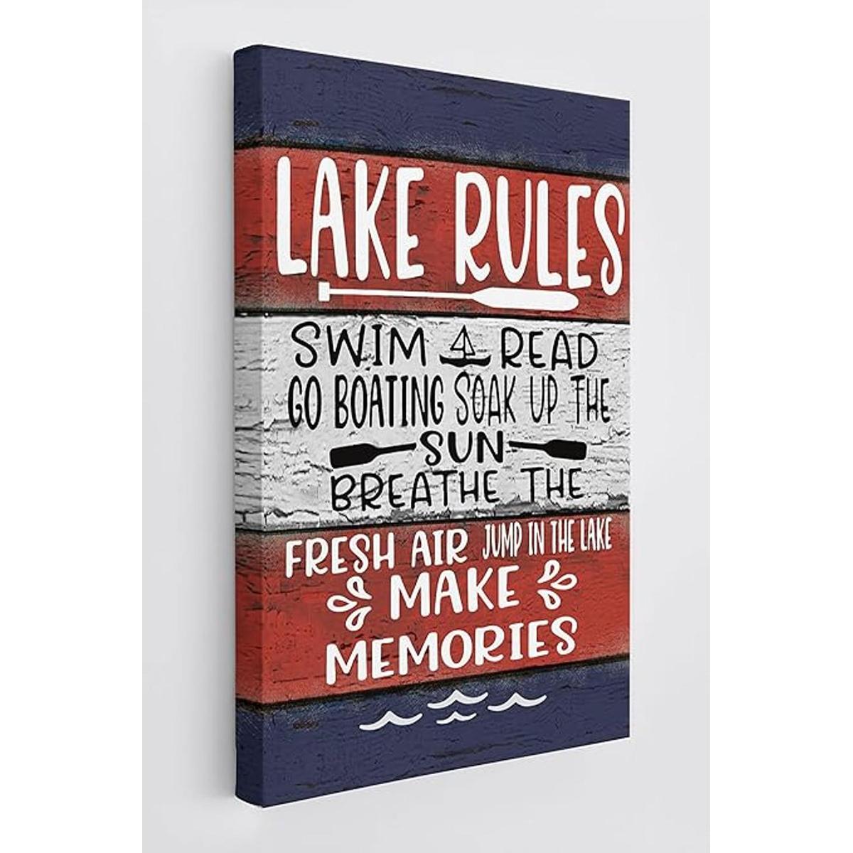 Lake Rules Lienzo decorativo para pared diseño de lago