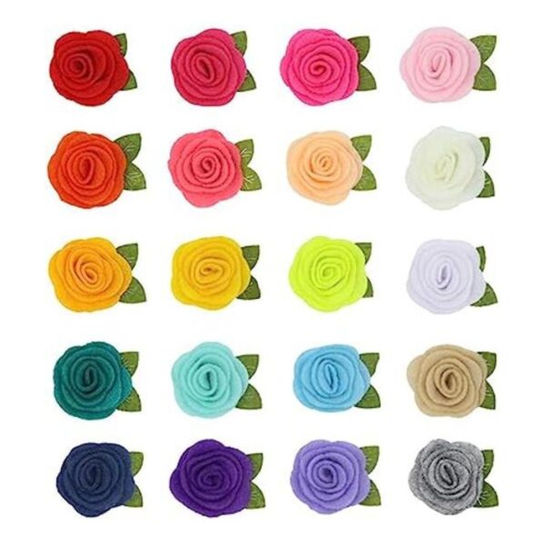 JKJF 20 piezas de roseta de fieltro con hojas de flores de