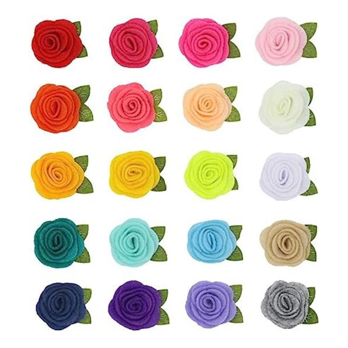 JKJF 20 piezas de roseta de fieltro con hojas de flores de