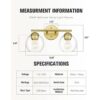 EMAK VL114GD2 Lámparas de baño doradas con 2 luces sobre_2