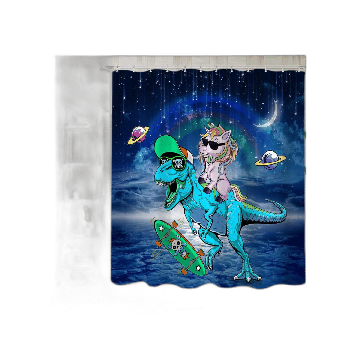 Divertido juego de cortinas de ducha de dinosaurios para