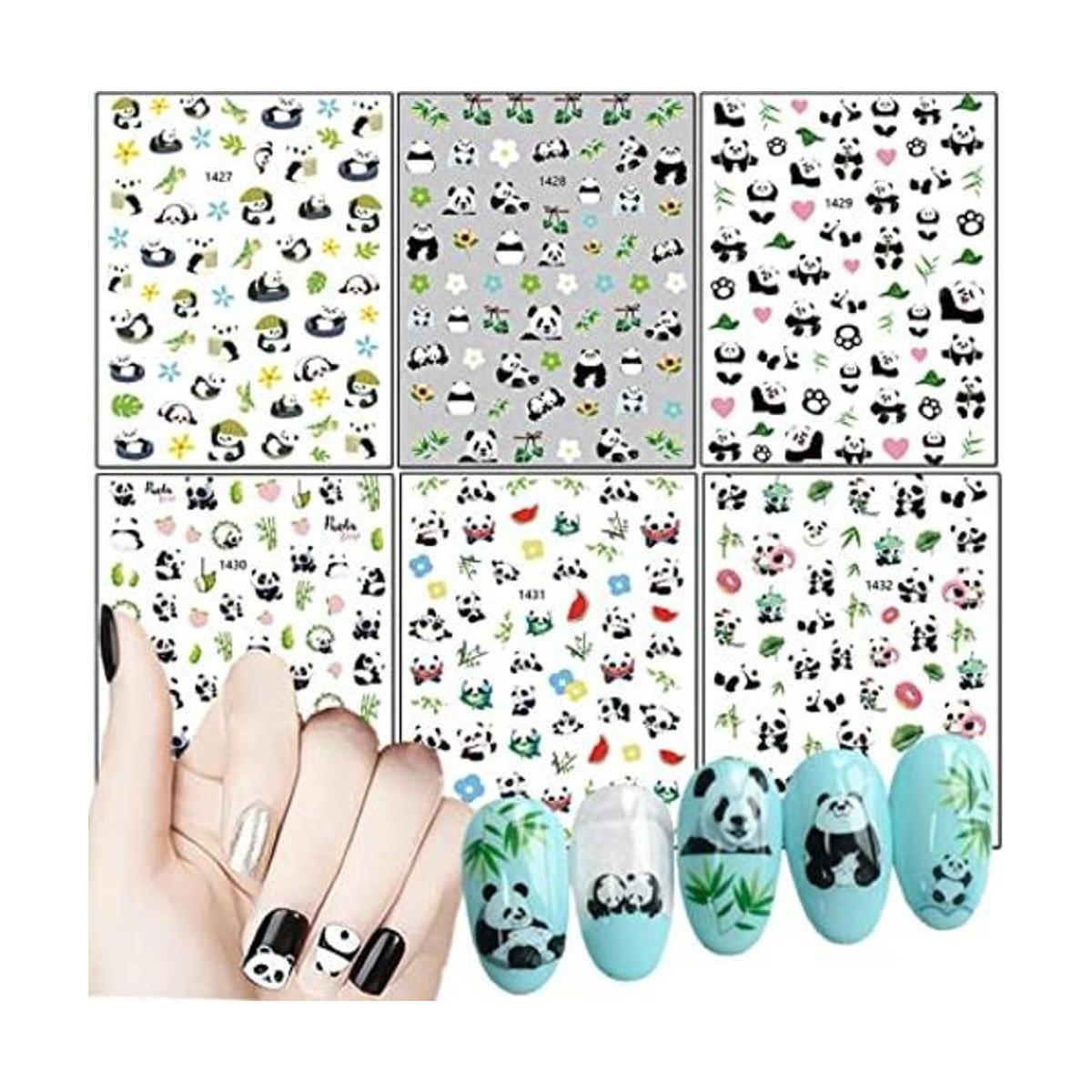 Calcomanías de arte de uñas panda diseño de oso de
