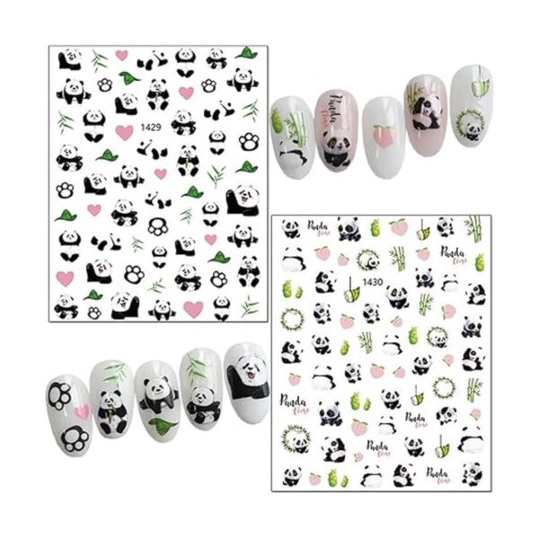 Calcomanías de arte de uñas panda diseño de oso de