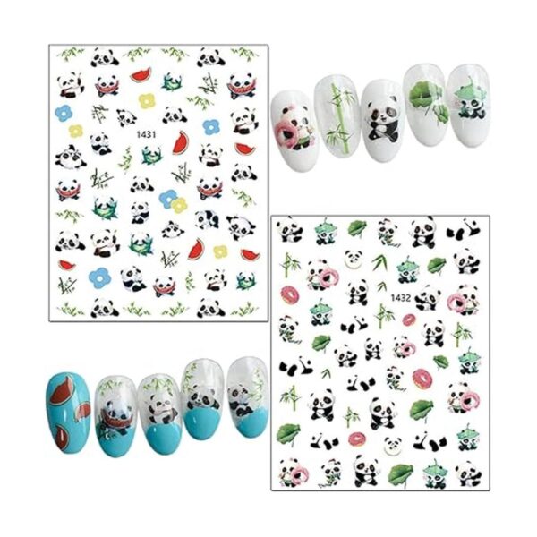 Calcomanías de arte de uñas panda diseño de oso de