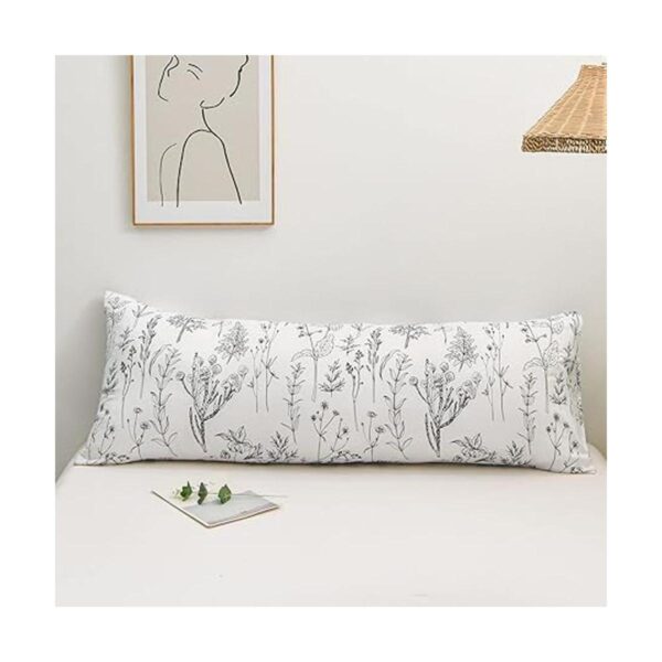 Funda de almohada corporal de flores blancas de 20 x 54