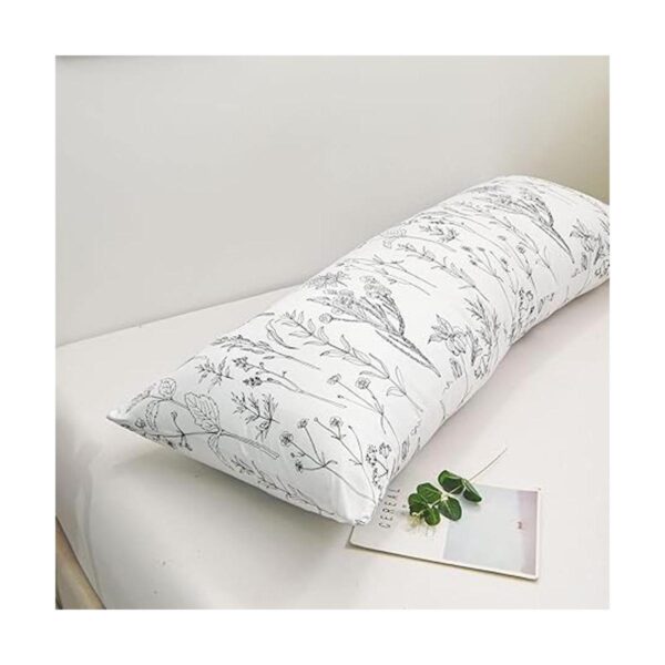 Funda de almohada corporal de flores blancas de 20 x 54