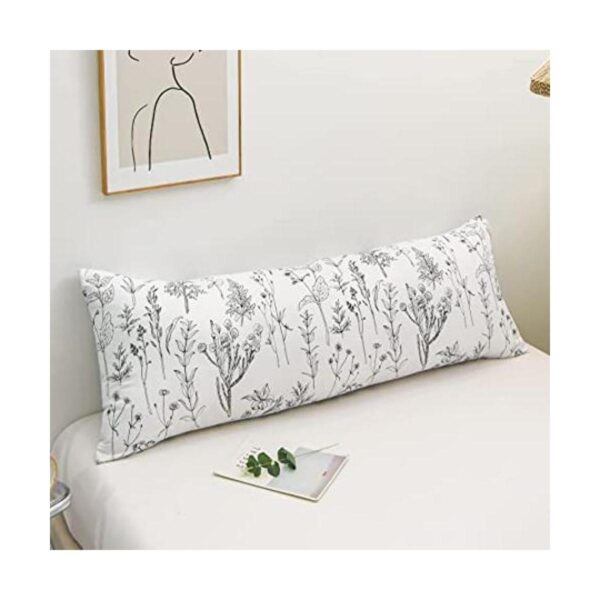 Funda de almohada corporal de flores blancas de 20 x 54