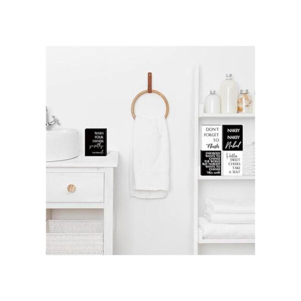 6 letreros de madera para decoración de baño estilo