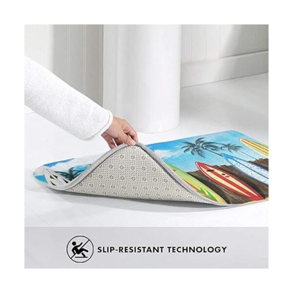 Alfombra de baño tropical divertida y suave costera