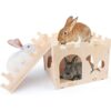 BWOGUE Extra Large Wooden Rabbit Castle Bunny House and