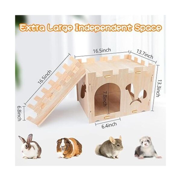 BWOGUE Extra Large Wooden Rabbit Castle Bunny House and