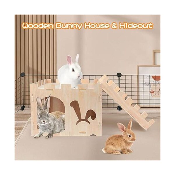 BWOGUE Extra Large Wooden Rabbit Castle Bunny House and