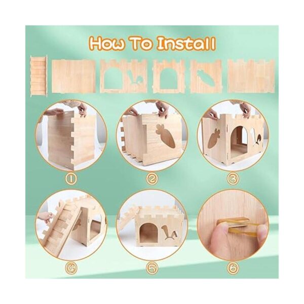 BWOGUE Extra Large Wooden Rabbit Castle Bunny House and