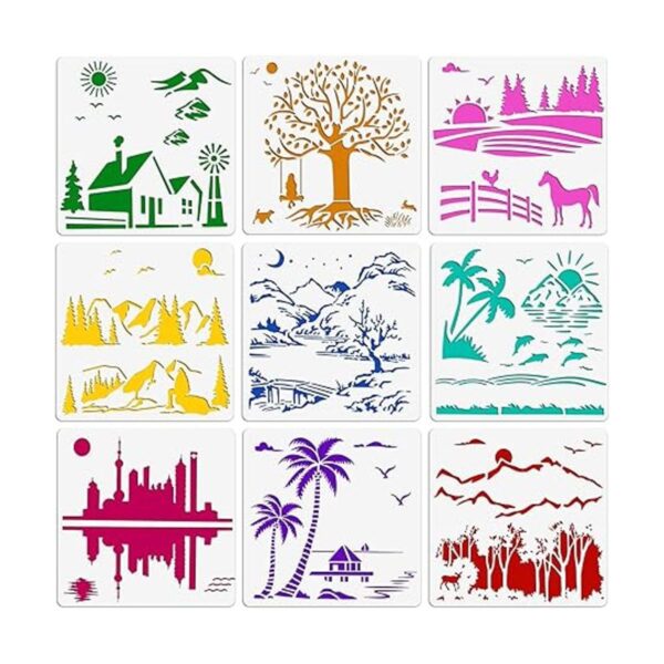 OOTSR 9 plantillas de pintura de paisaje para