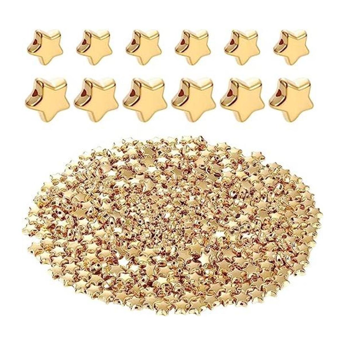 800 cuentas de plástico de estrella chapadas en oro
