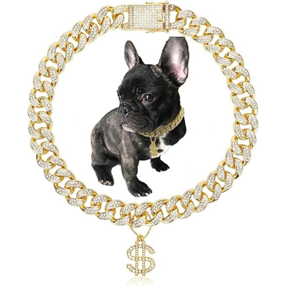 Glitter King Collar de perro dorado de 0.39 pulgadas