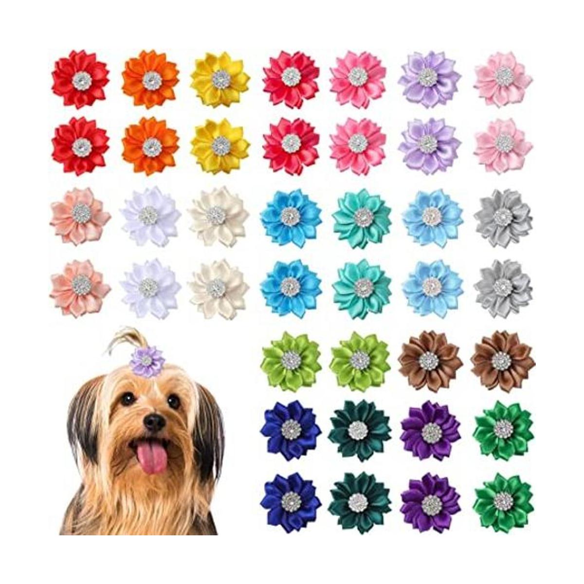 40 lazos para el pelo de perros con flores con pasador