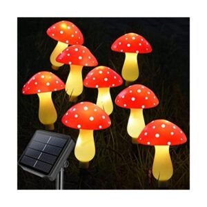 Homeleo Paquete de 8 luces solares de hongos rojos_1
