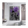 Lienzo decorativo para pared diseño de flores moradas_2