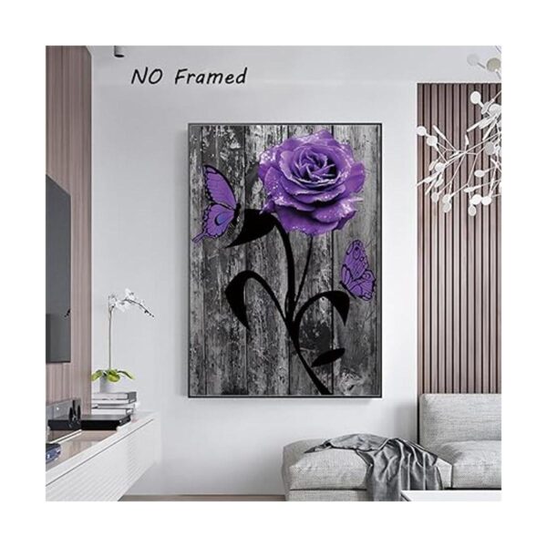 Lienzo decorativo para pared diseño de flores moradas_2