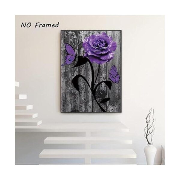Lienzo decorativo para pared diseño de flores moradas_5