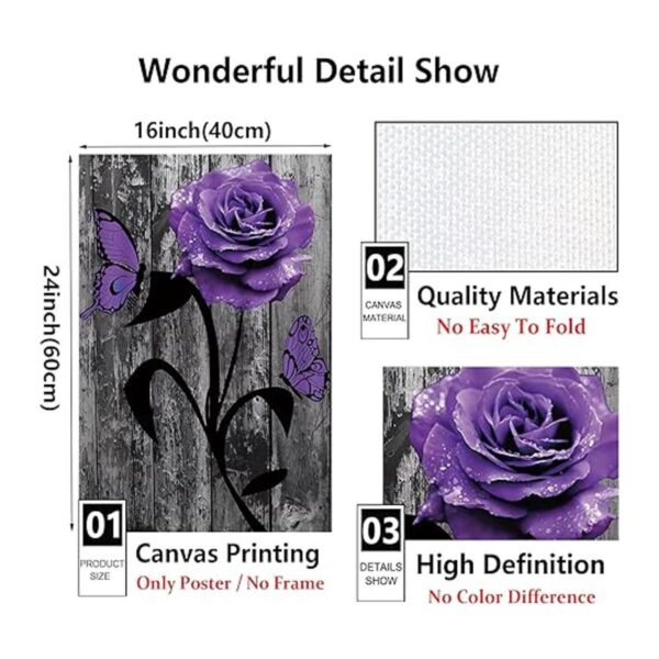 Lienzo decorativo para pared diseño de flores moradas_4