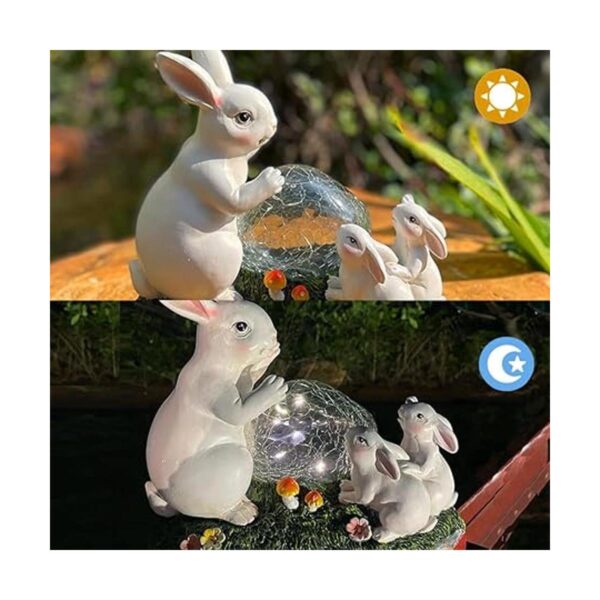 Familia de conejitos con energía solar para decoración de