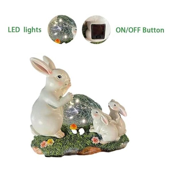 Familia de conejitos con energía solar para decoración de