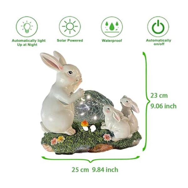Familia de conejitos con energía solar para decoración de