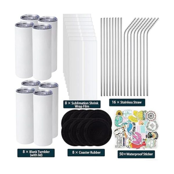 Paquete de 8 vasos de sublimación de 20 onzas de doble