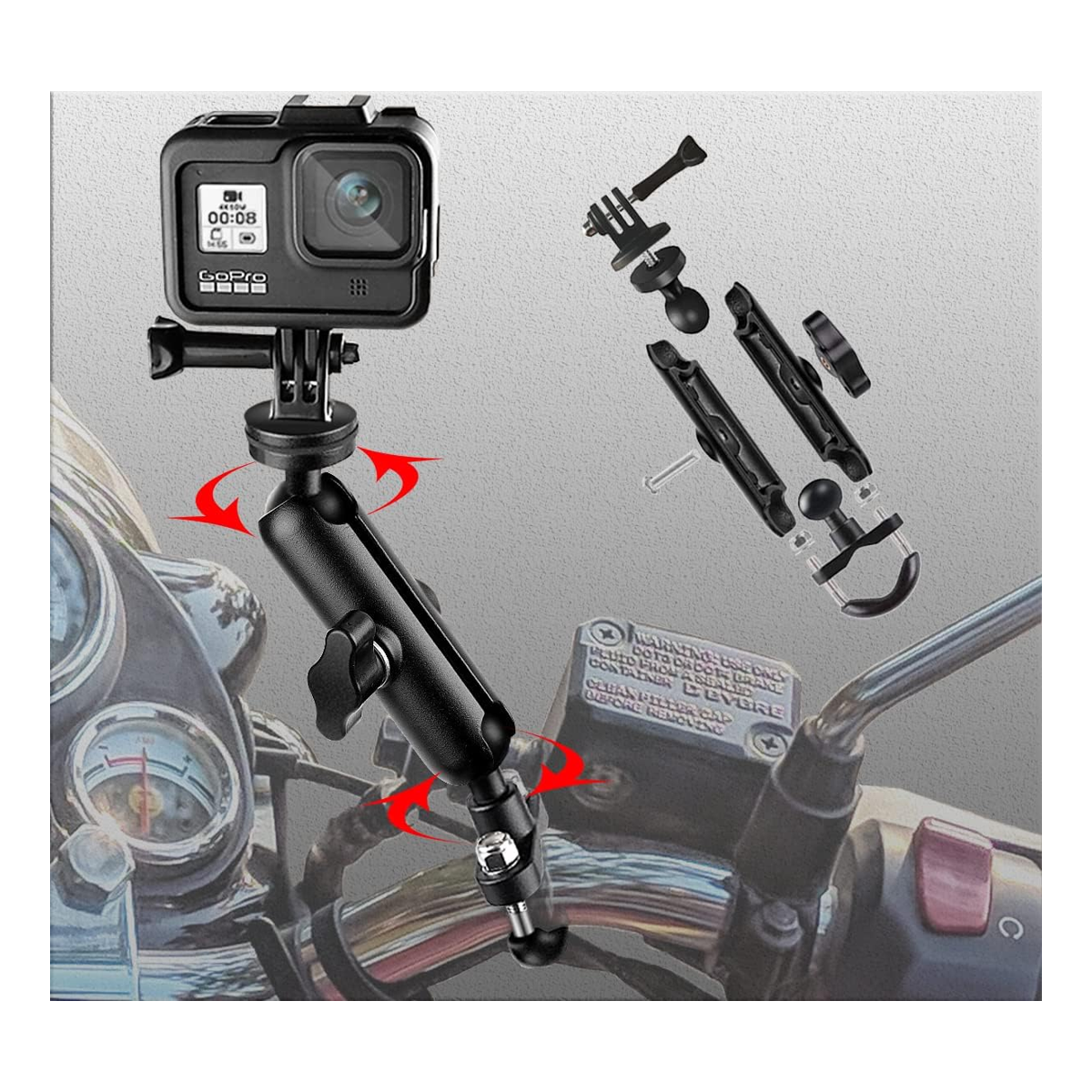 Soporte de cámara de motocicleta de 360 para soporte de