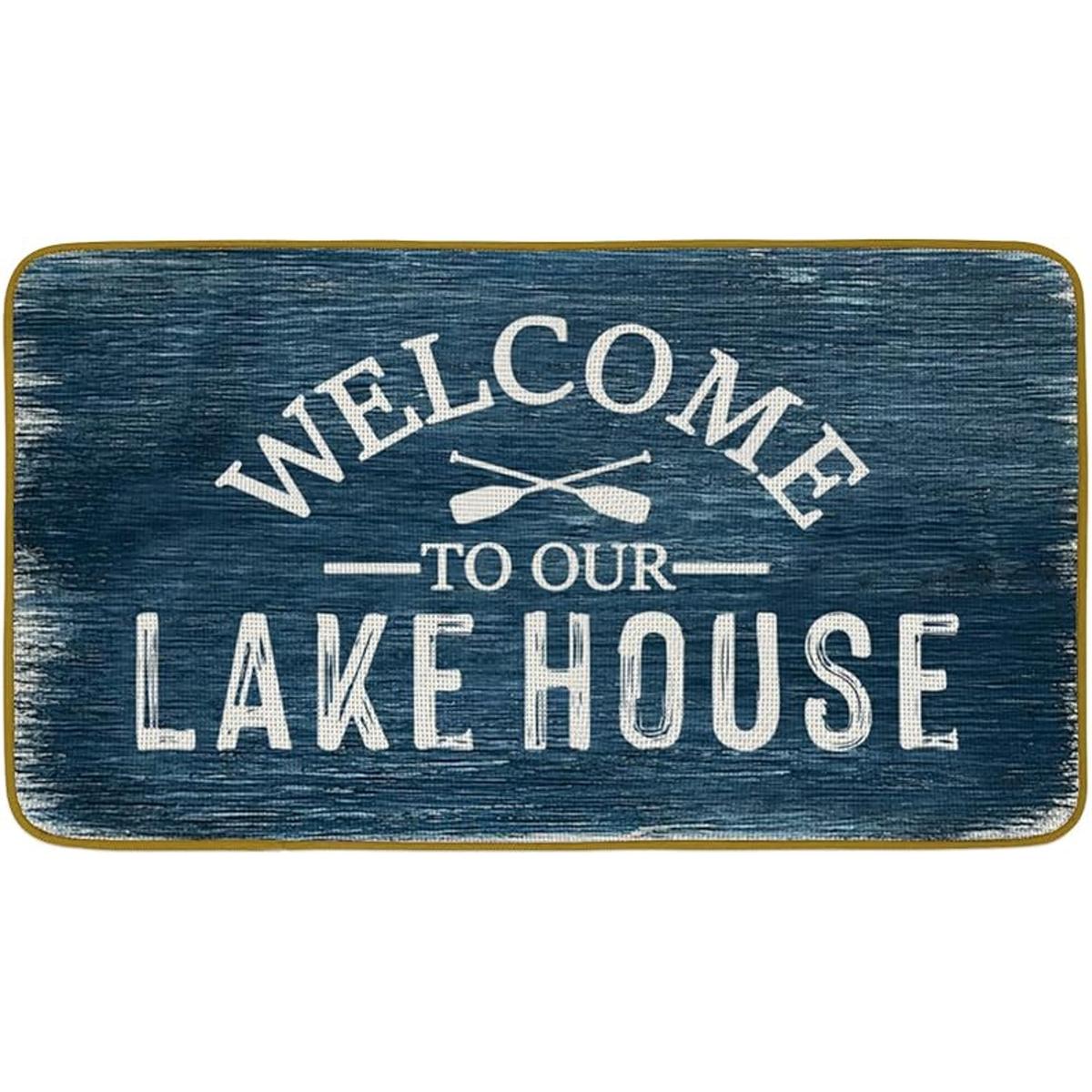 Burosev Welcome to Our Lake House Felpudo decorativo para