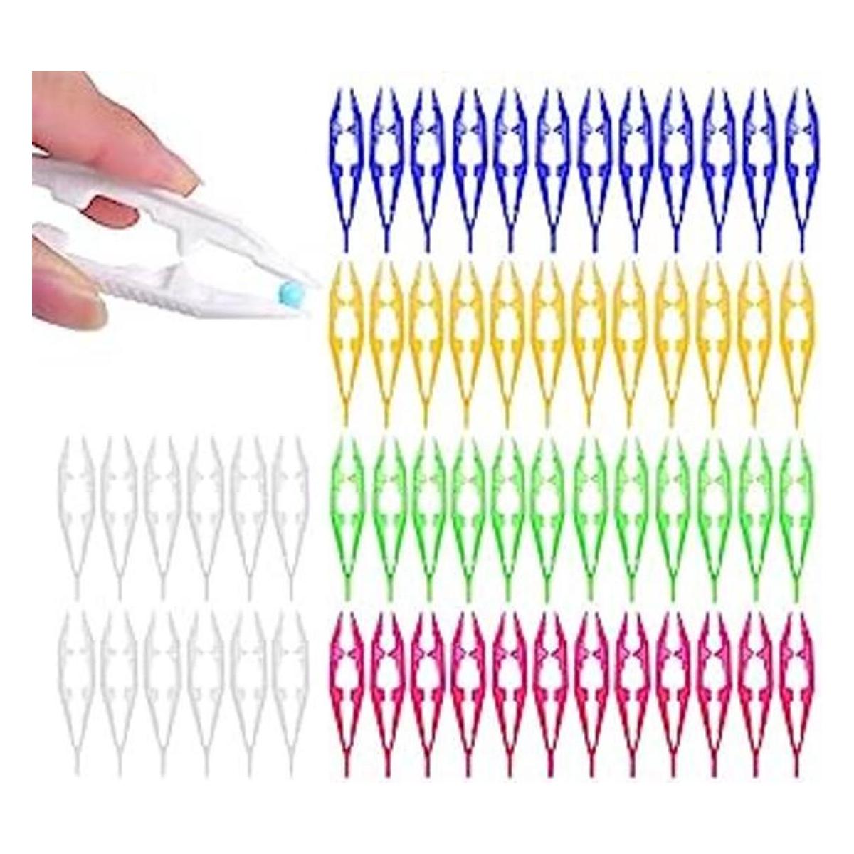 60 Assorted Plastic Tweezers 4.3Inch Craft Beads Forceps