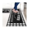 Juego de 2 alfombras de cocina negras y blancas