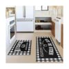 Juego de 2 alfombras de cocina negras y blancas