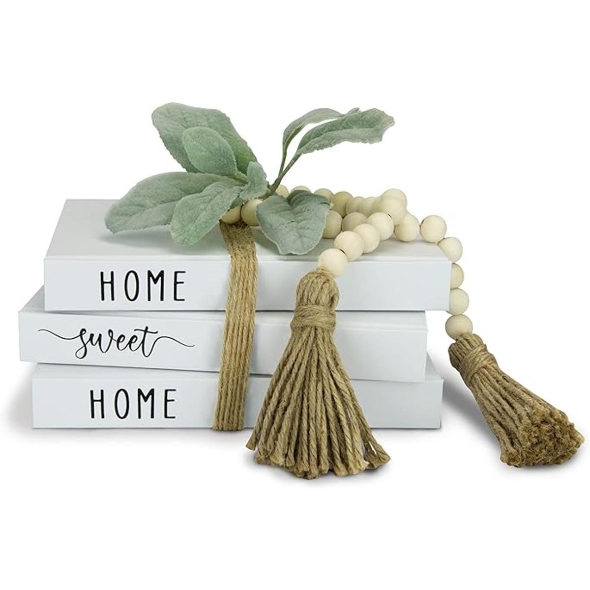 Juego de 3 libros decorativos blancos para decoración del