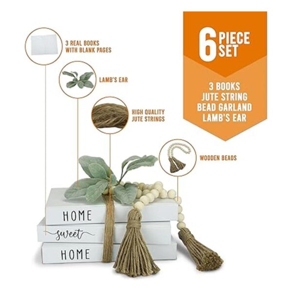 Juego de 3 libros decorativos blancos para decoración del